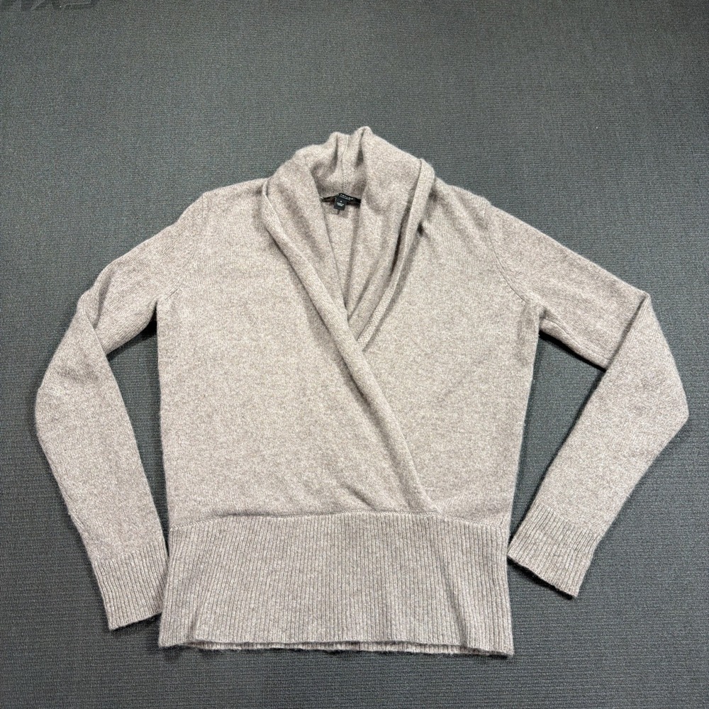 Ann Taylor Cashmere Shawl Collar Sweater Dark Oatmeal Size Medium